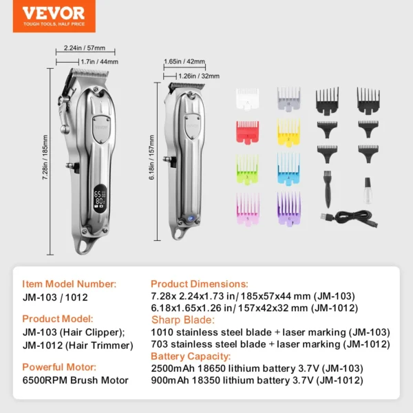 VEVOR Professional Hair Clipper for Men Cordless Barber Clipper and Trimmers Set - Image 6