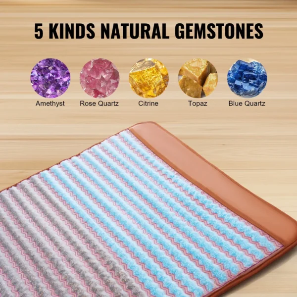 VEVOR Far Infrared Heating Pad 5 Natural Crystal Gemstone Mat with Negative Ions - Image 3