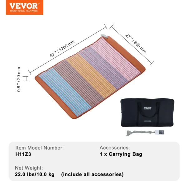 VEVOR Far Infrared Heating Pad 5 Natural Crystal Gemstone Mat with Negative Ions - Image 6