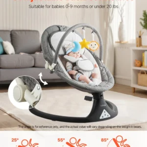 Baby Swing for Infants 5 Speeds 3 Seat Positions Remote Control Toy Bar 3 Toys