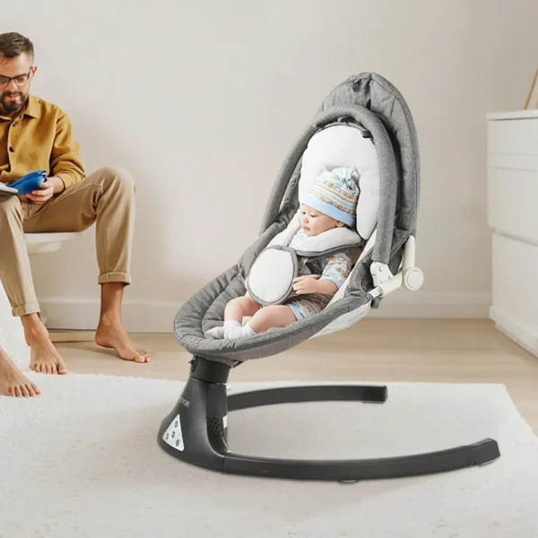 Baby Swing for Infants 5 Speeds 3 Seat Positions Remote Control Toy Bar 3 Toys - Image 7