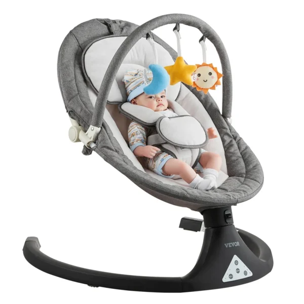 Baby Swing for Infants 5 Speeds 3 Seat Positions Remote Control Toy Bar 3 Toys - Image 8