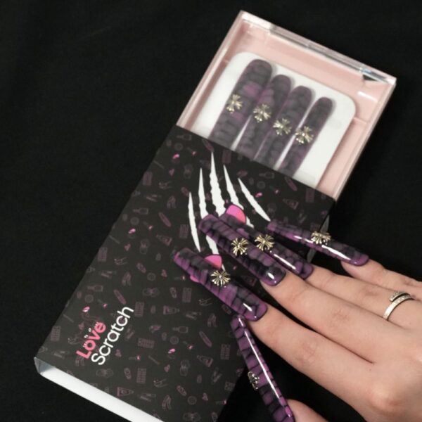 Love Scratch 10 PCs Purple Extra Long Glossy Handmade Press-on Nails - Image 10