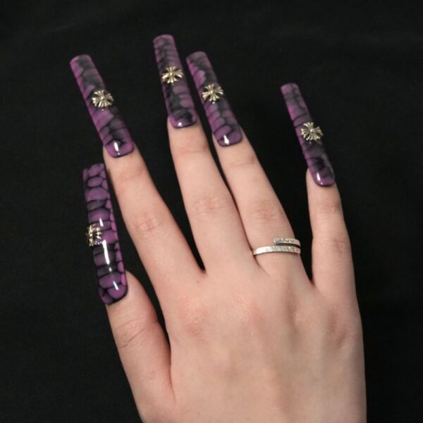 Love Scratch 10 PCs Purple Extra Long Glossy Handmade Press-on Nails - Image 11