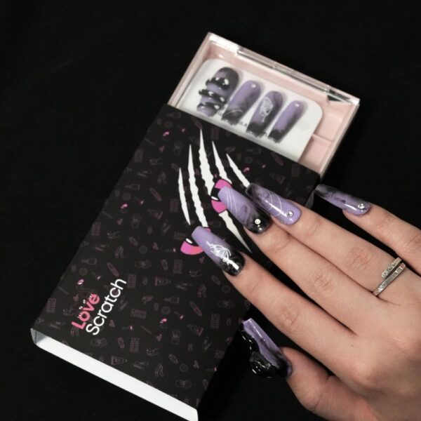 Love Scratch 10PCs Purple Short 4D Art Handmade Press-on Nails - Image 10